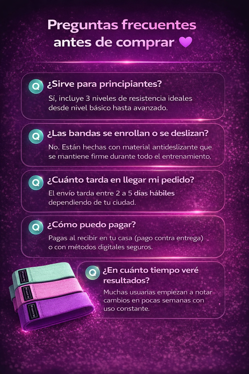 Set De Bandas en tela Resistentes y Elasticas