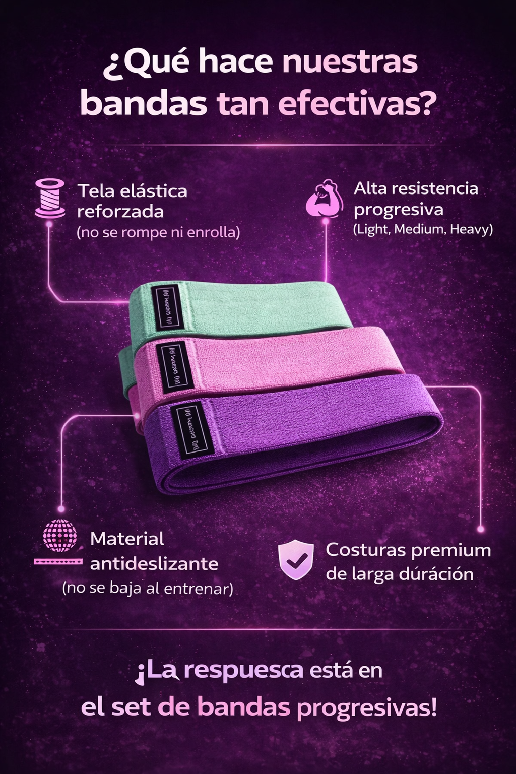 Set De Bandas en tela Resistentes y Elasticas